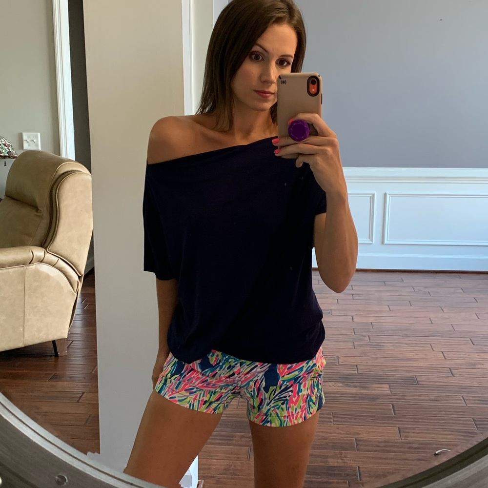 NAVY BLUE OFF SHOULDER MUDPIE TOP